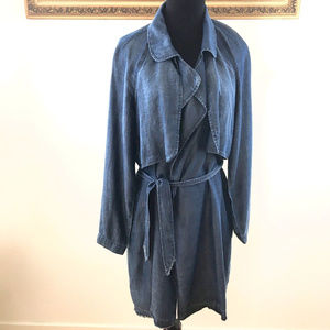 DRAPEY TRENCH COAT Chambray DENIM Jean S Small